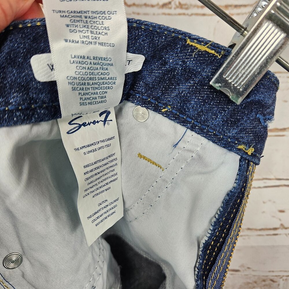 Seven7 Dark Blue Distressed Denim Jean Shorts - Picture 9 of 9